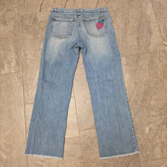 Rare MK Couture Italian Embroidered Jeans size 8 flowers hibiscus michael kors - Picture 2 of 12